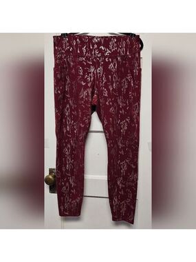 Avia Burgundy and Silver Patterned Leggings